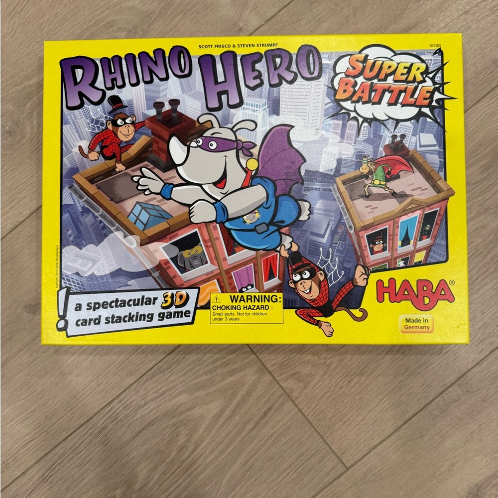 Haba Rhino Hero - Super Battle Stacking Game - A Fast-Moving 3D Card Tower Game